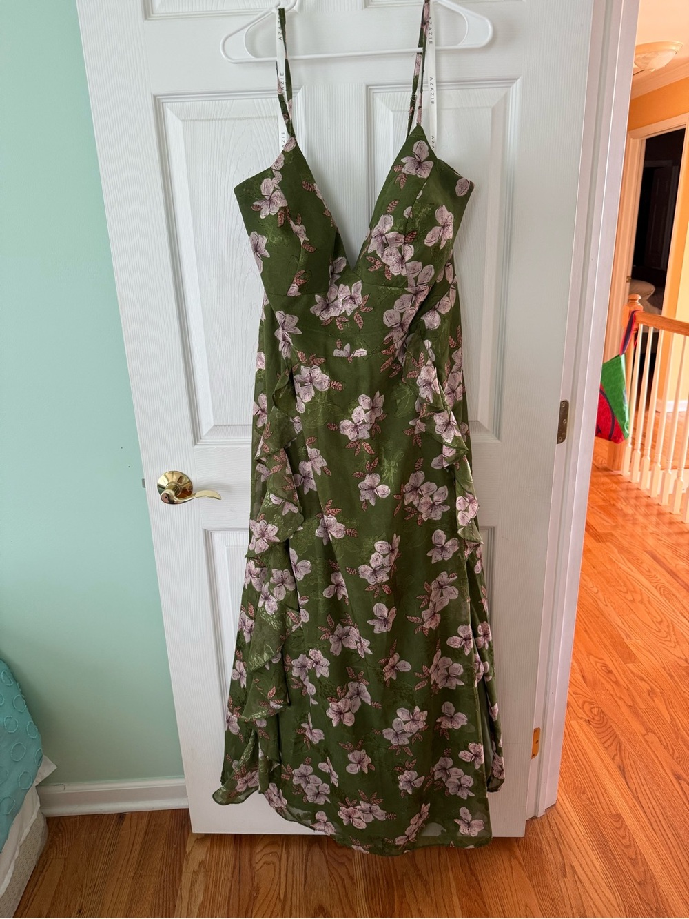 Azazie Atelier Megan Green Floral Maxi Dress